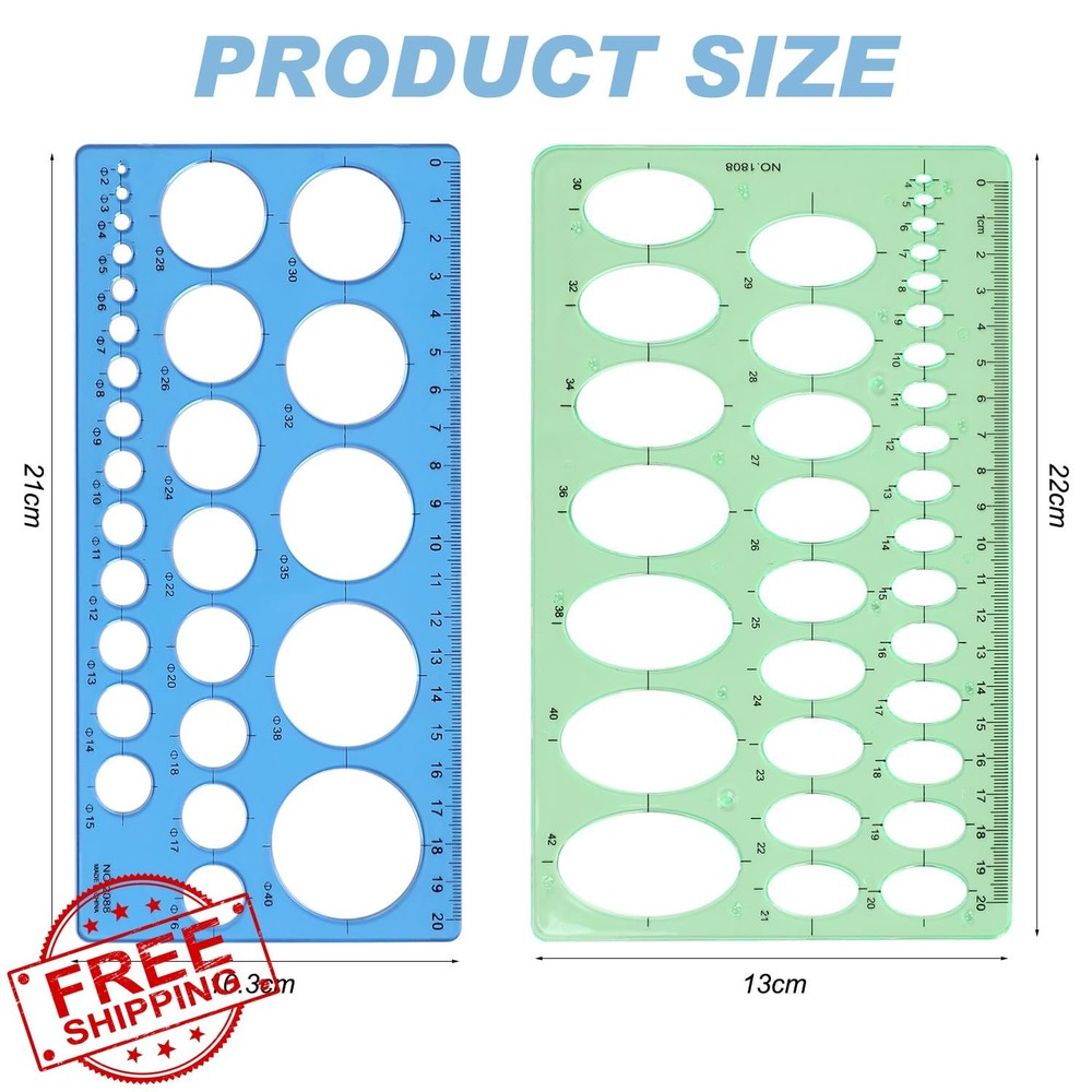 2 Pack Circle Stencil Template Drawing Drafting Measuring Tool