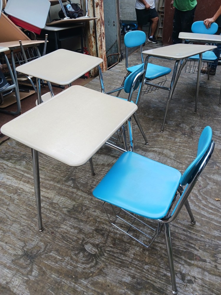 Closeout CLASSROOM COMBO used STUDENT DESKS.