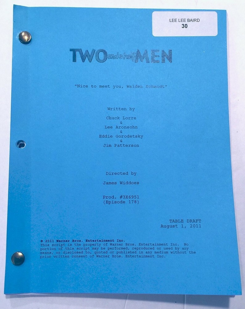 "Two and One Half Men" Original Script First Episode with Austin Kutcher 2011