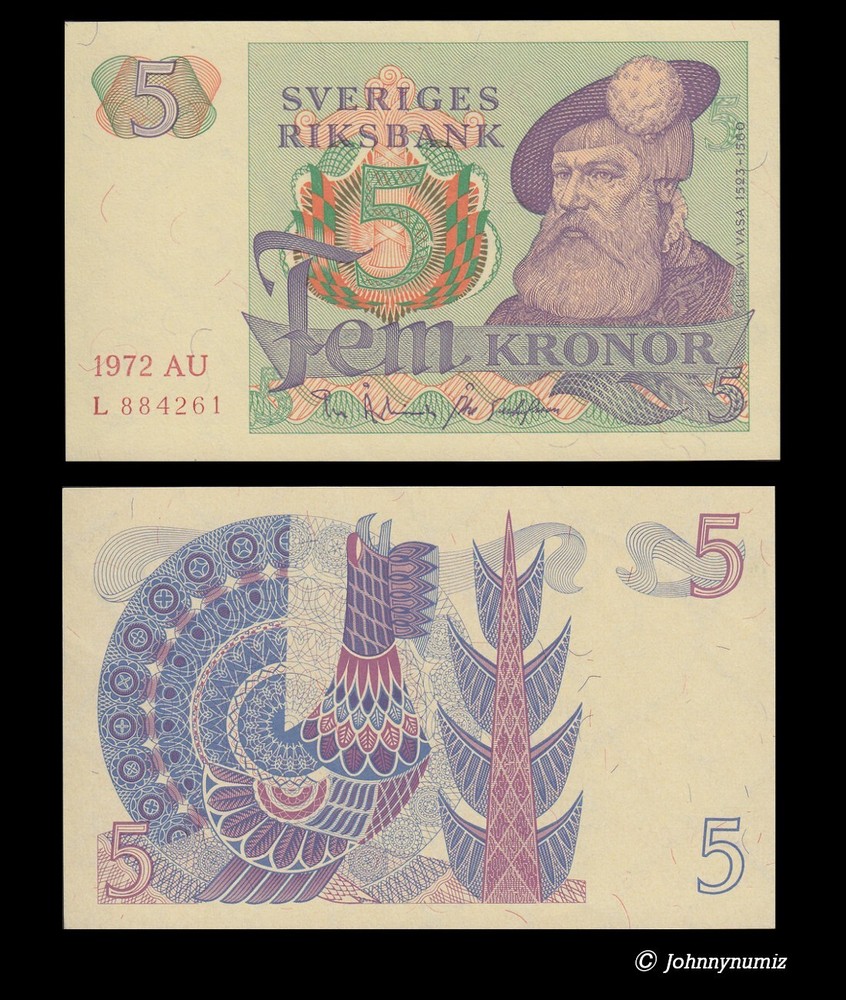 Sweden 5 kronor 1972 UNC