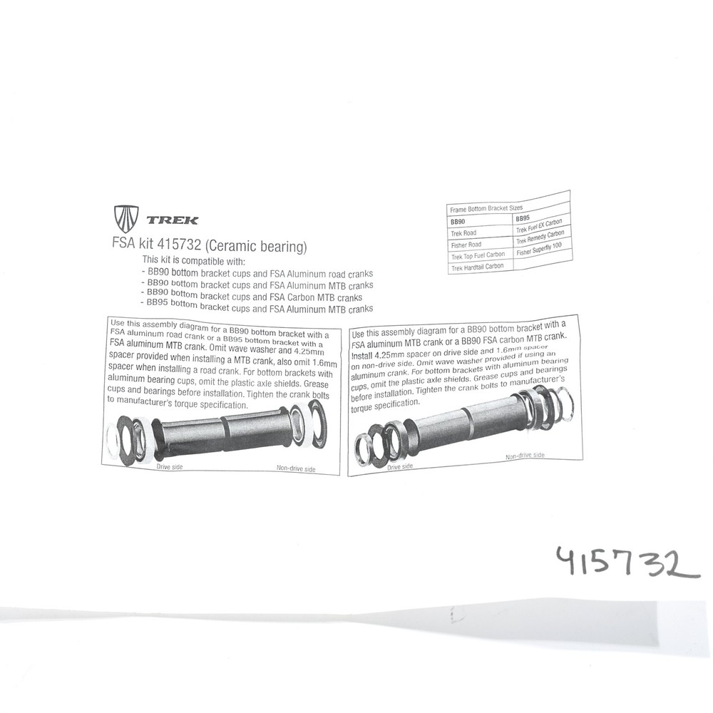 Trek Integrated FSA BB90/BB95 Ceramic Bottom Bracket Kit