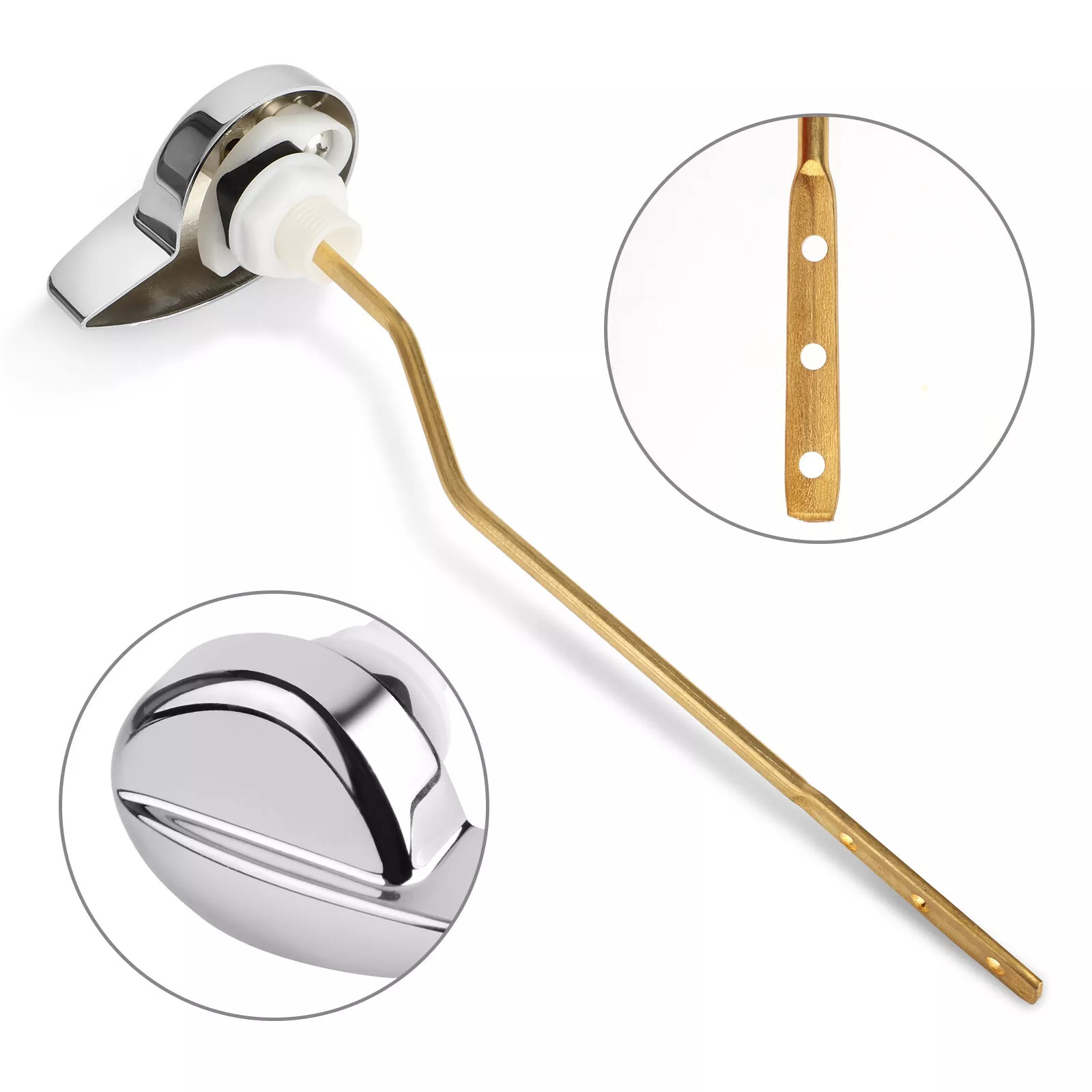 2x Universal Metal Side Mount Toilet Handle Replacement Kit, Brass Toilet Flush