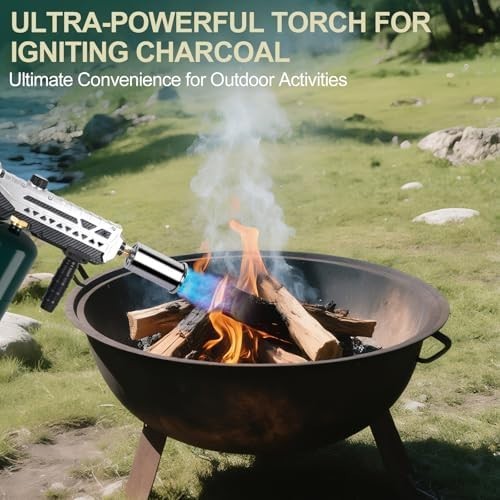 Semlos Propane Torch Head, Powerful Flame Thrower Gun, Adjustable Charcoal Li...