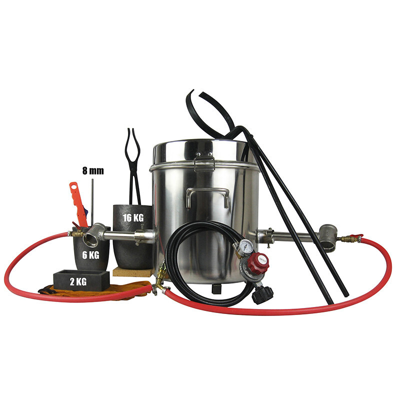 16KG Large Gas Metal Melting Furnace Smelting Kit with 2 Crucibles Casting Tools