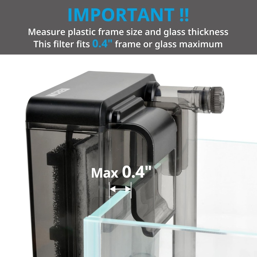 Slim Quiet Aquarium Filter for 1-5 Gallon Tanks - Adjustable Flow, Easy Setup