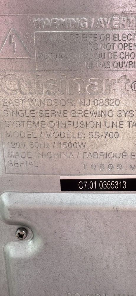 Cuisinart SS-700 Drip Tray Grate & Base Replacement Part - Silver Black