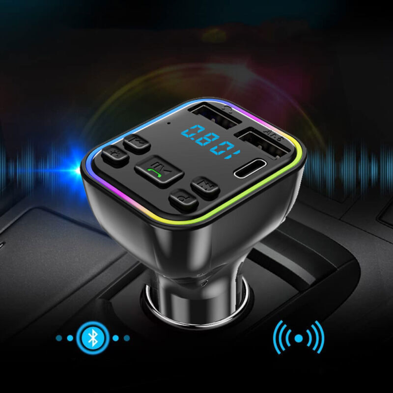Bluetooth 5.0+ Car BT Wireless FM Transmitter Adapter Hands-Free 2USB PD Charger