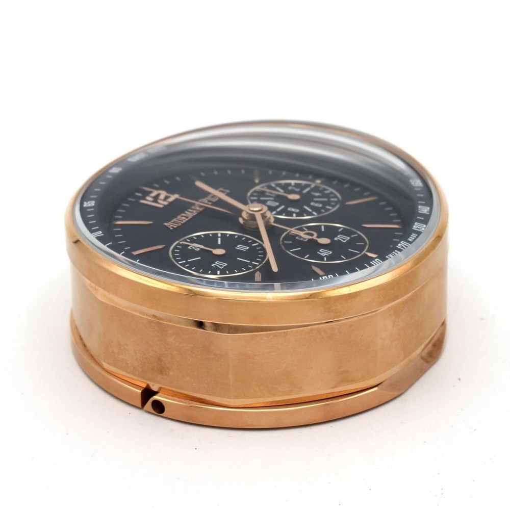 Audemars Piguet CODE 11.59 Table Desk Clock Gold Plated Blue Dial Quartz Box