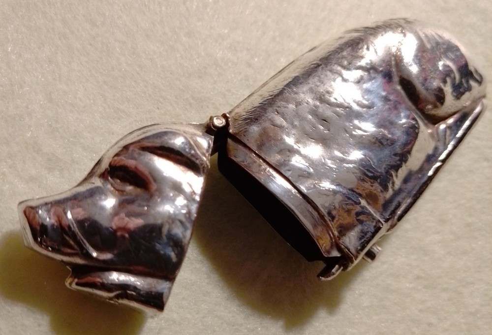 Victorian 1800's Solid Silver Boar Vesta Case