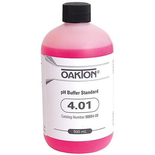 Oakton 00654-00 Buffer Solution, Ph 4.01, 500 mL; Color Coded Red