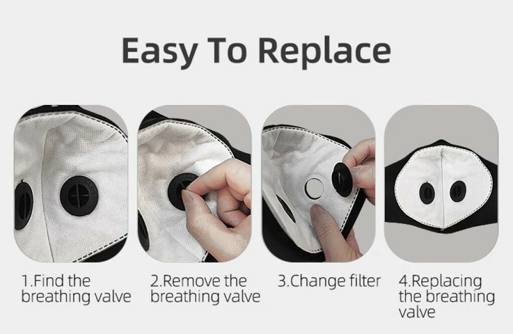 Reusable Mask-(2) pm 2.5 Dust Filter Valves-Washable-Ear Saving Adjustable Strap