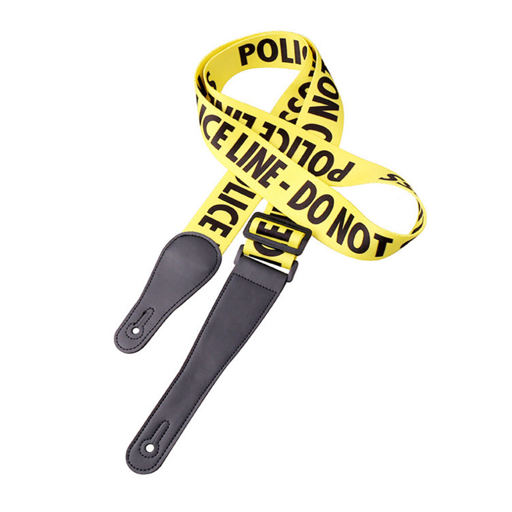 2'' Wide Printed Guitar Strap Polyester Woven With Leather Head