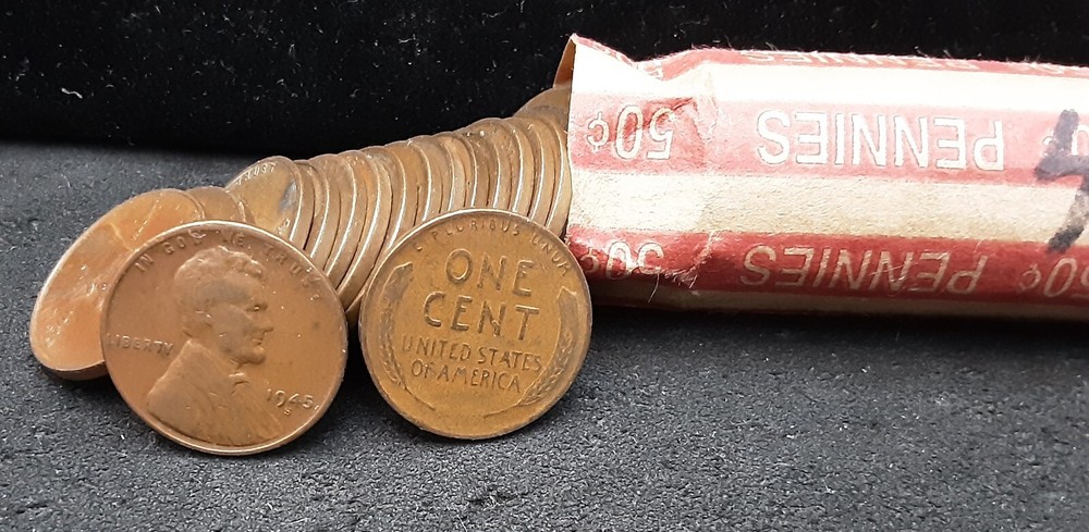 1945-S LINCOLN WHEAT CENT ROLL - CIRCULTAED