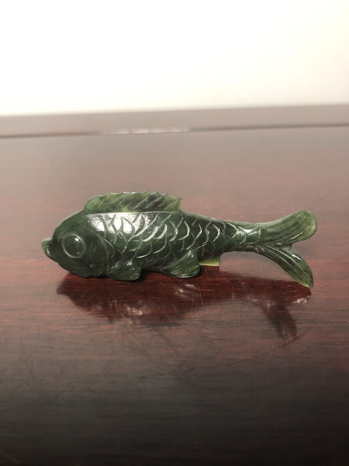 Vintage Small Green Jade Fish Carp Fish 2.25” Long
