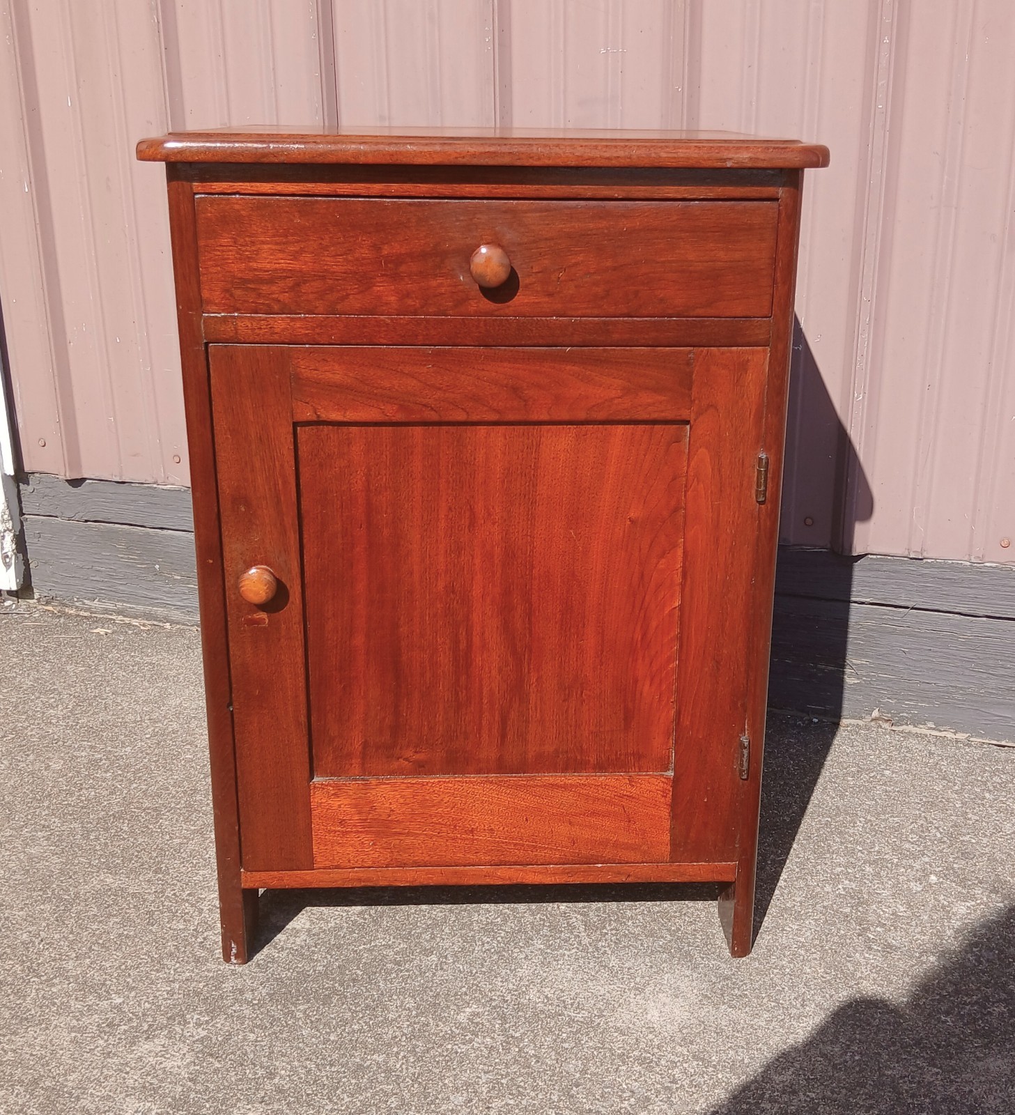 Antique Walnut One Door Wash Stand Commode with Drawer 1870s