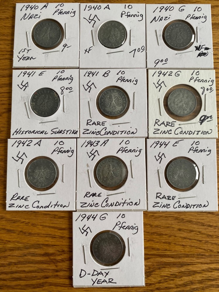 German WWII 10 Pfennig Coins