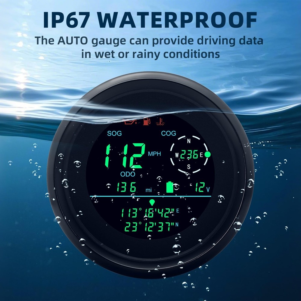 MH 85mm GPS Speedometer Fuel Gauge/Voltmeter, GPS Speedometer Switchable Unit...