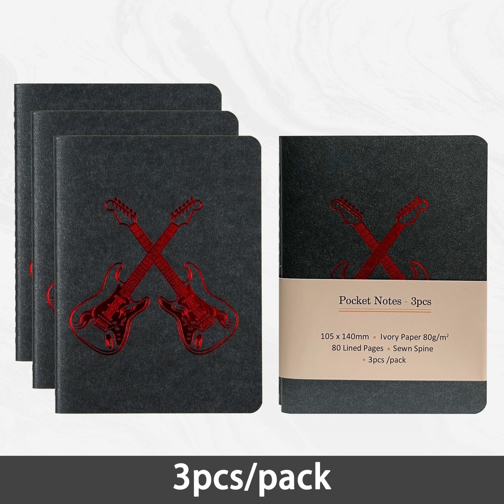 3pack Pocket notebook Small Journal Mini notepad, Black Soft Cover, 4 x 5.5 i...