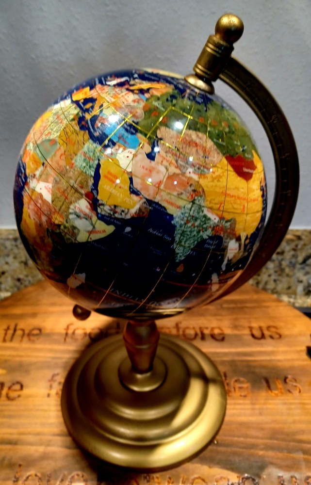 Decorative Gemstone Word Globe World Map Earth Map 16 High Quality Material