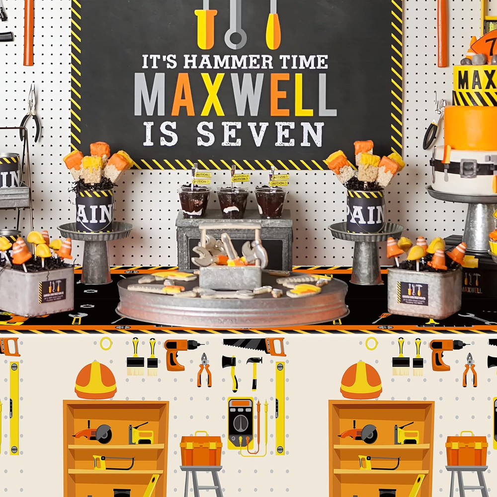 3 Packs Tool Theme Plastic Tablecloths Decoration Waterproof Rectangle Cute Tool