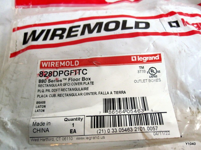 Wiremold Rectangular Duplex Cover Plate 828DPGFITC