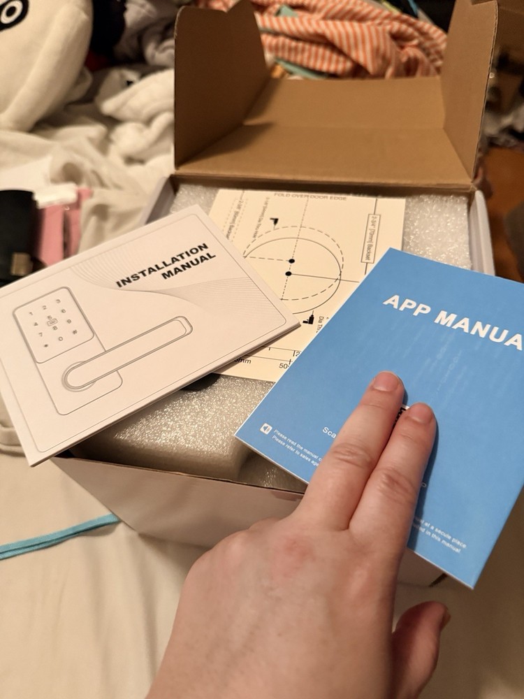 Bluetooth Smart Door Lock Fingerprint Unlock Passcode App Compatible Black