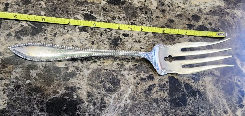 1847 ROGERS ANTIQUE c1895! VISTA PATTERN SILVERPLATED MEAT SERVING FORK 🥩