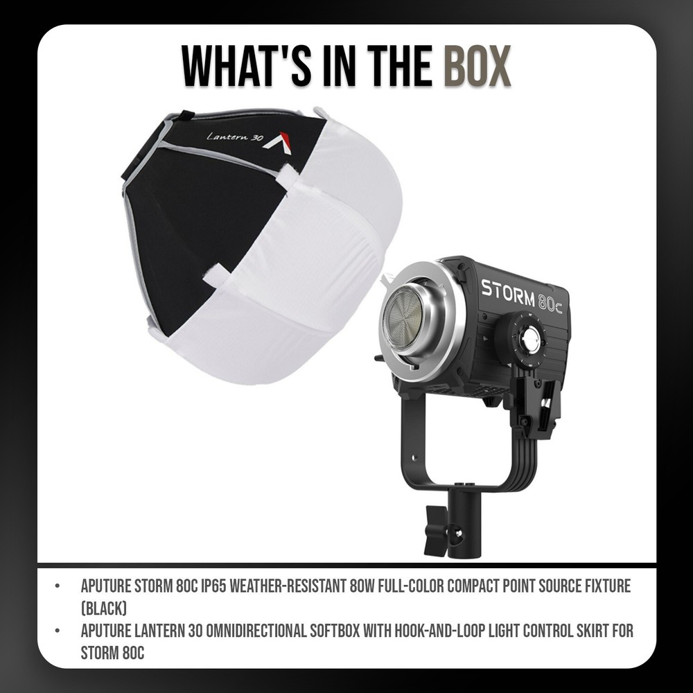 Aputure STORM 80c Black Point Source Fixture and Omnidirectional Softbox Bundle