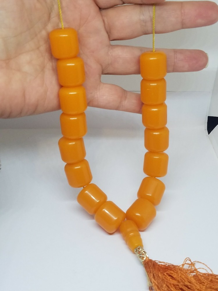 Vintage Egg Yolk Lucite Plastic Praying Beads Tassel