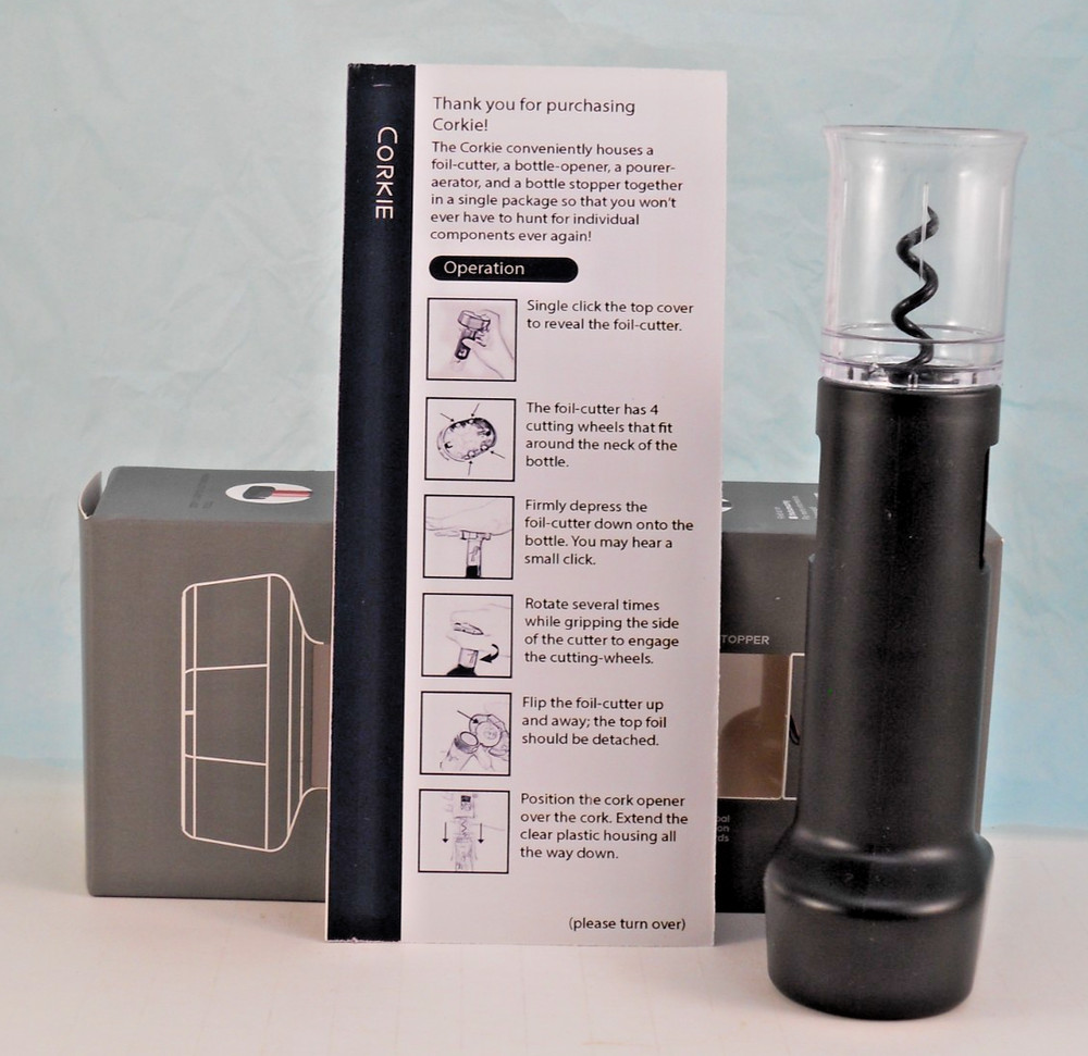 Corkie Multi-Function Manual Wine Bottle Opener - New