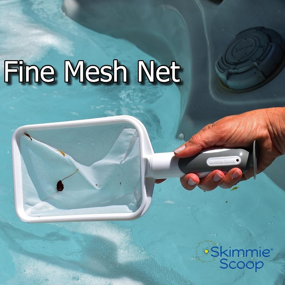 White Patented Handheld Spa Skimmer with Fine Mesh Net Durable Lightweight
