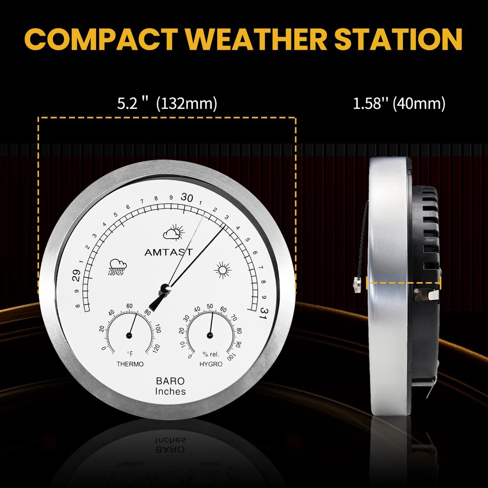 5.2 Diameter Dial Type Barometer Thermometer Hygrometer 3 in 1 Multifunction,