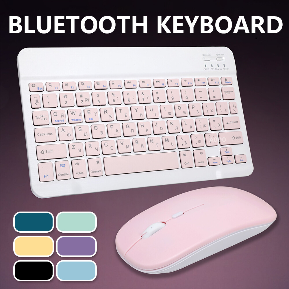 10" Mini Slim Bluetooth Wireless Keyboard and Mouse Set Mat For iPad Windows