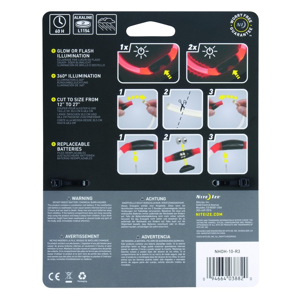 Nite Ize NiteLife LED Necklace 2 Pack Red Glows Flashes, Replaceable Batteries