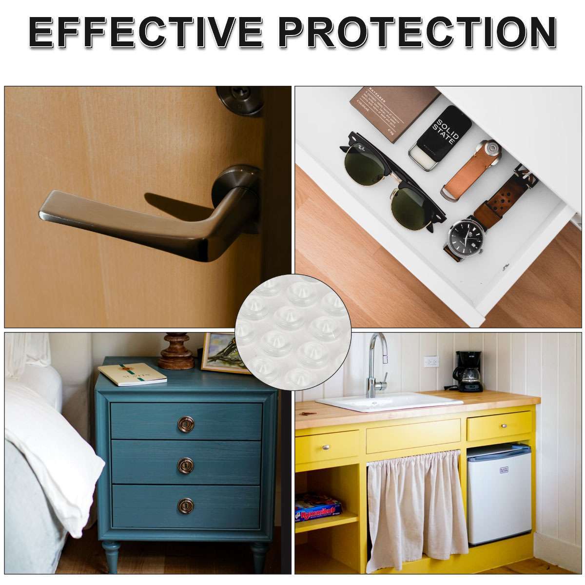 200X Cabinet Door Bumper Kitchen Silent Protect Pad Cushion Adhesive Transparent