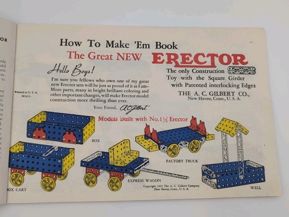 Gilbert Erector Set 1951 How To Make 'Em Instruction Manual Book