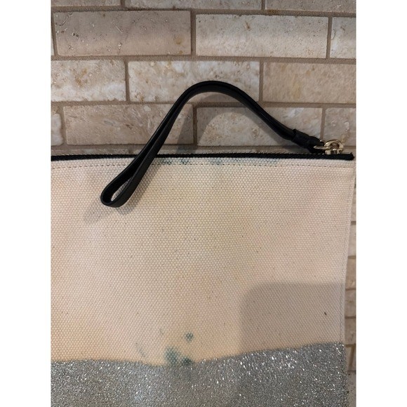 KATE SPADE DISNEY CLUTCH WRISTLET SILVER GLITTER WALT DISNEY QUOTE FAIRYTAIL