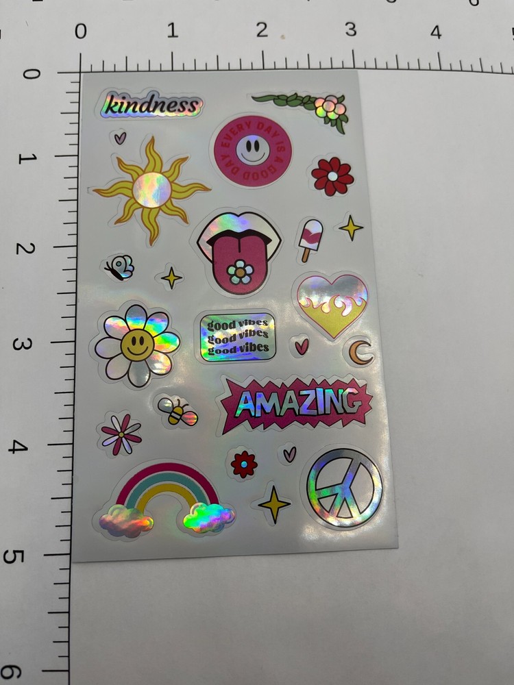 Hippy peace metallic sticker sheer (2)