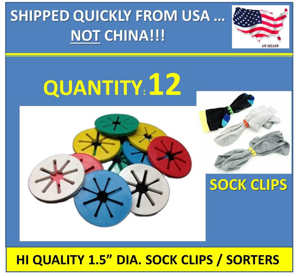 12PCS SOCK HOLDERS RING CLIPS STOCKING ORGANIZER FOR WASHING & SORTING SOCKS