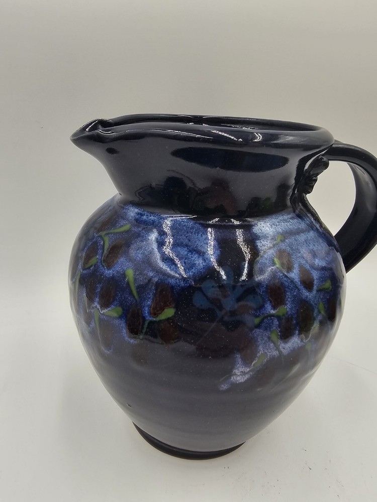 Studio Art Pottery Navy Pitcher Signed Grau Tortorella