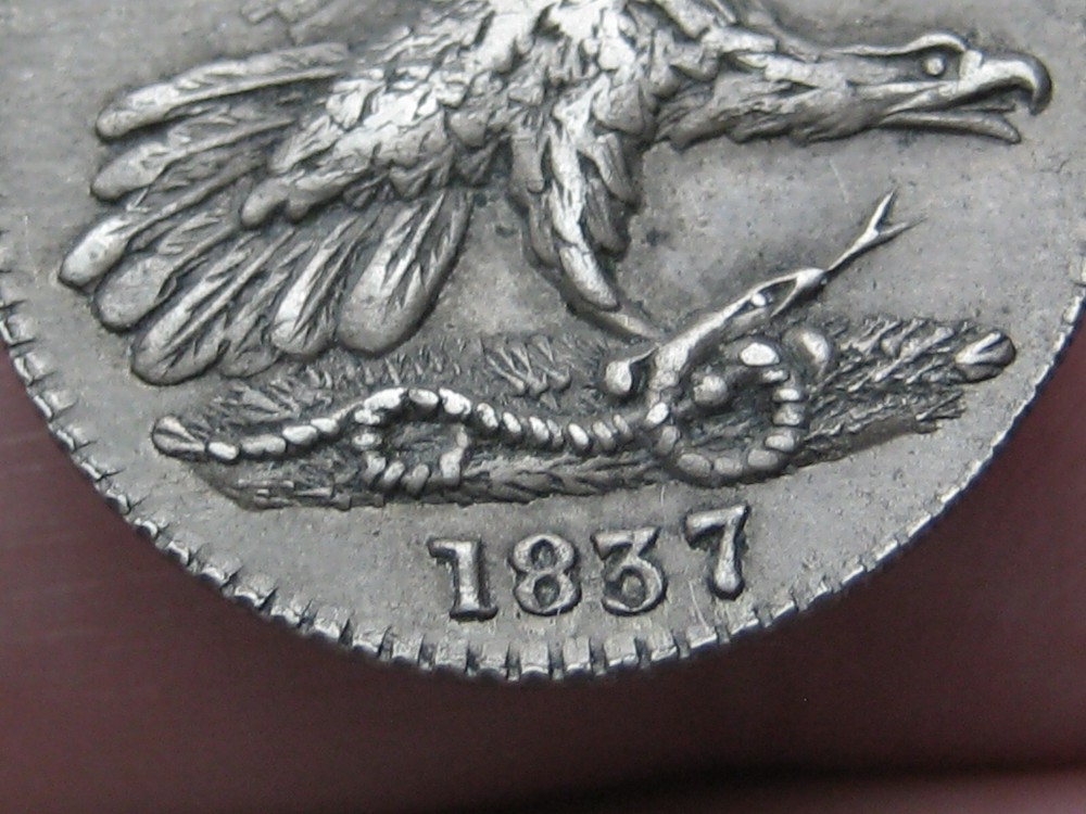 1837 Feuchtwanger One Cent 4E, R3- XF Obverse Details