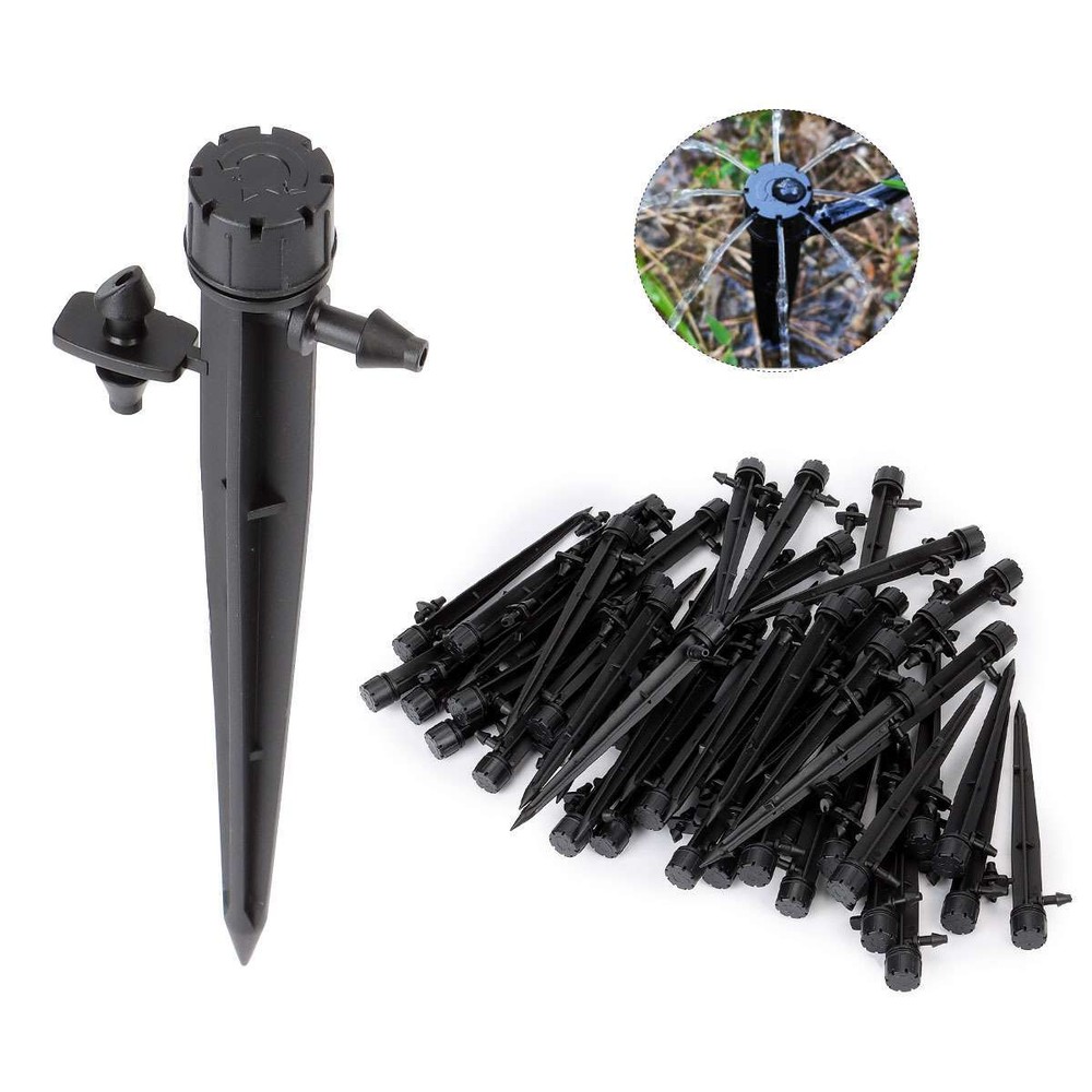 50pcs 360° Adjustable Water Flow Irrigation Drippers Stake Emitter Drip System