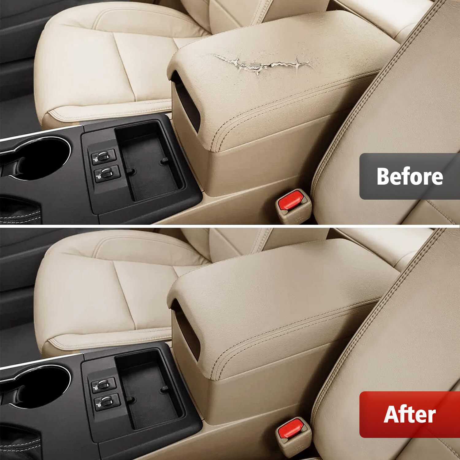 Fits 2012-2017 Toyota Camry Leather Center Console Lid Armrest Cover Ivory Tan