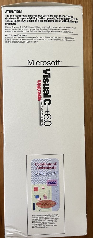 Microsoft Visual C++ 6.0 Professional Edition, UPGRADE