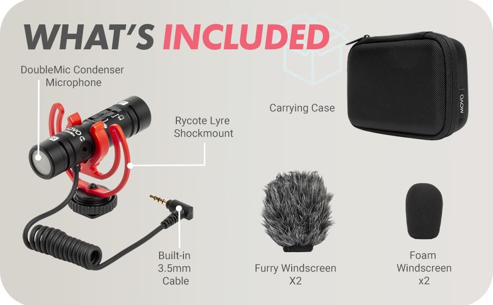 DoubleMic V2 Two-Sided Shotgun Mic for Camera Vlogging Dual Capsule External Mic