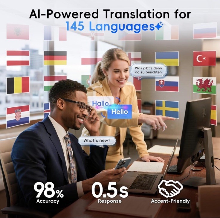 GetD AI Smart Glasses ChatGPT Powered Real-Time Translator Bluetooth Polarized