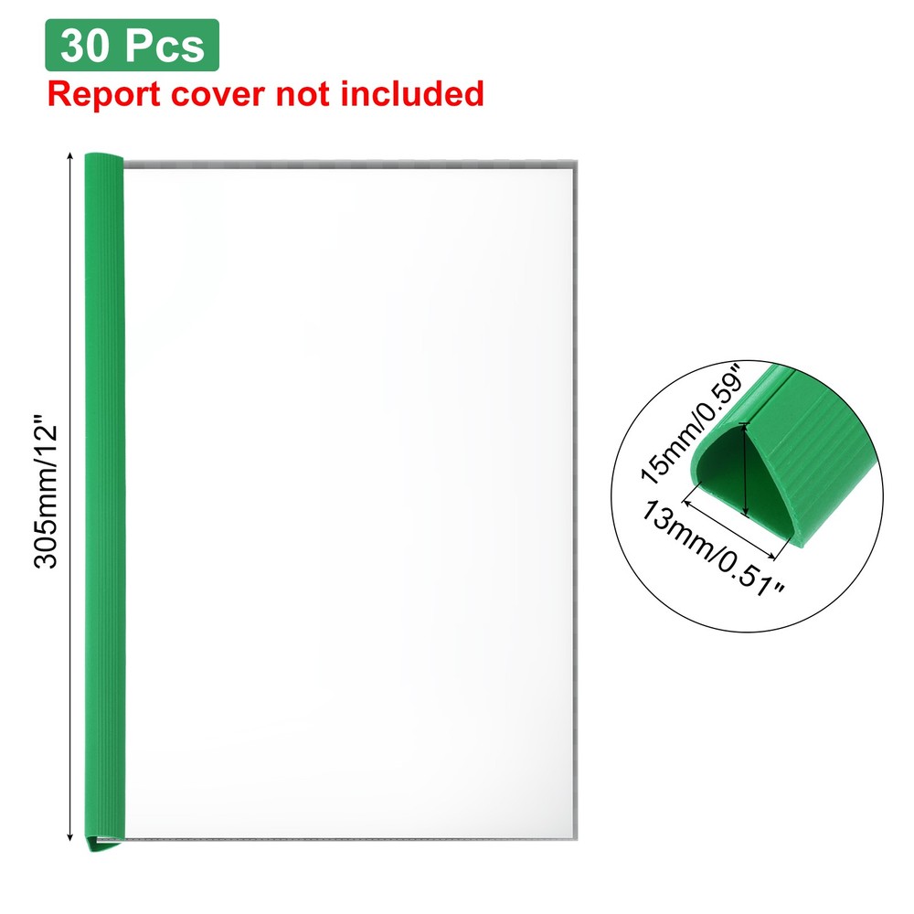 30Pcs 13x15mm Binding Bars, 120 Sheets Capacity, Green
