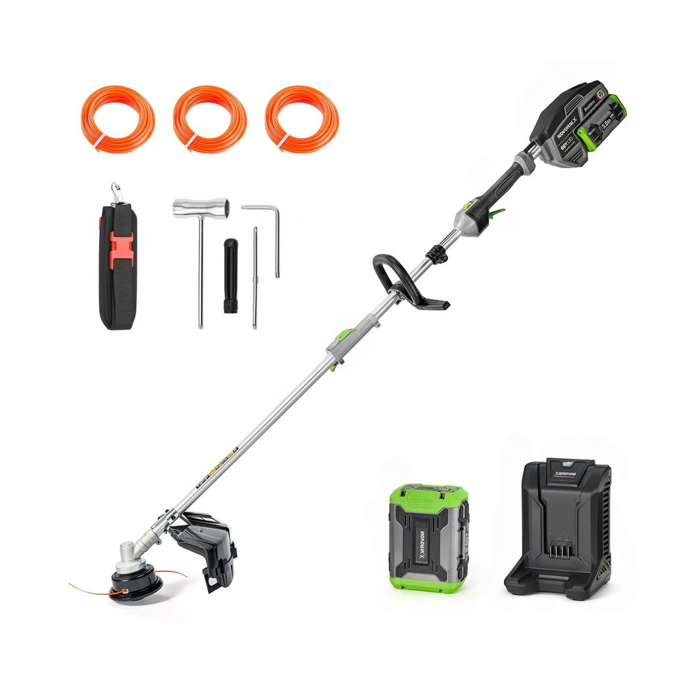60V Lithium Ion Cordless String Trimmer, 17 Inch Two Speed Brushless String T...