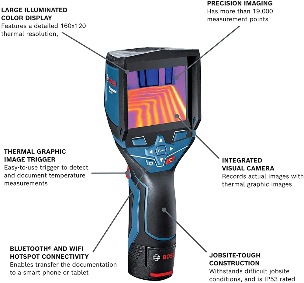 Bosch GTC400C 12V Max Connected Thermal Camera, New