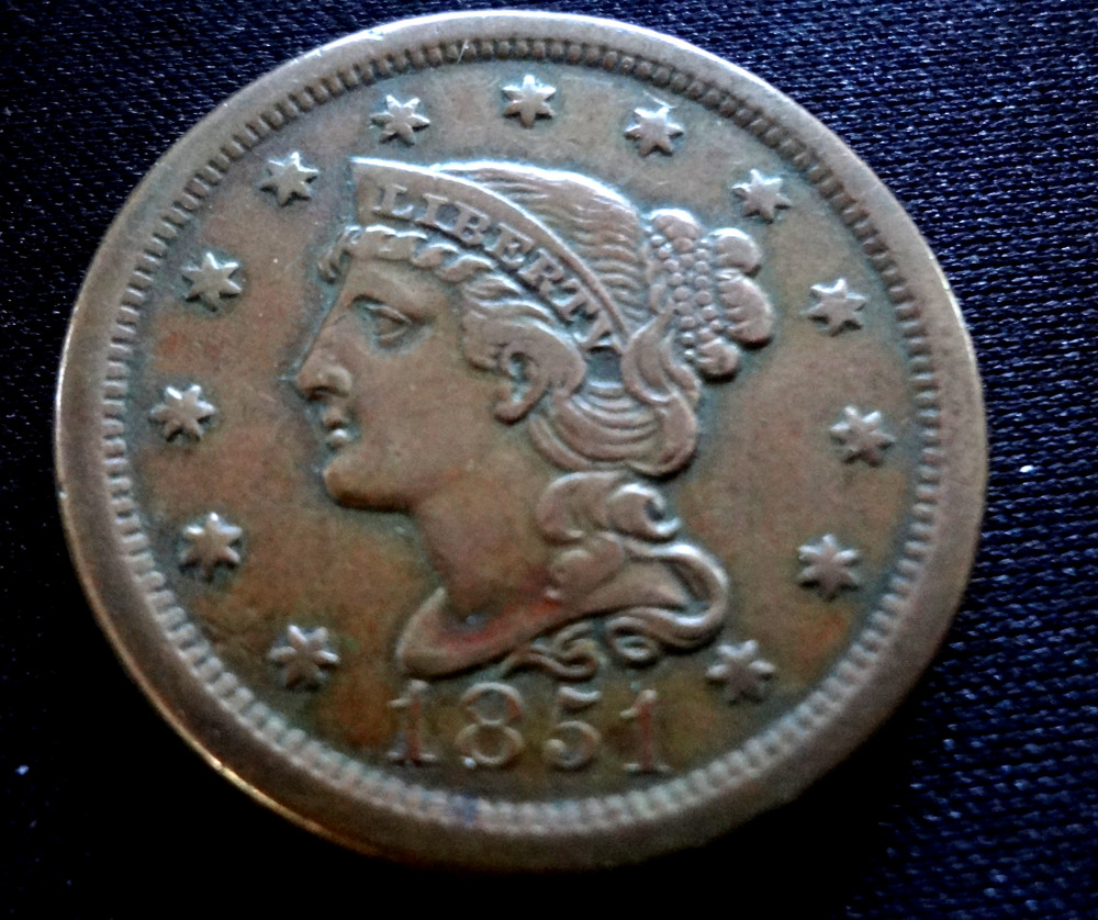 1851 Braided Hair Large Cent